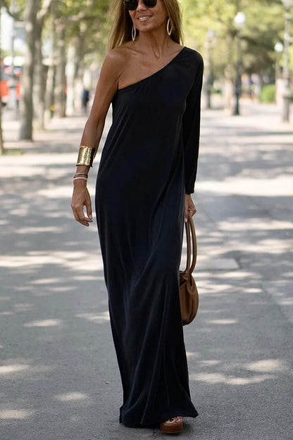 LD | Side To Side One Shoulder Statement Maxi Dress