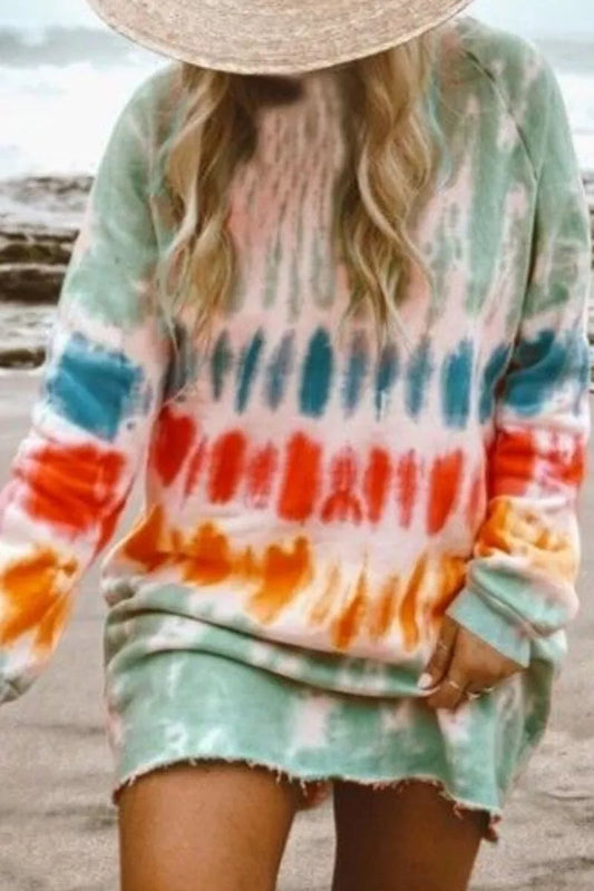 LD | Florcoo Tie-dye blauw mini jurkje (4 kleuren)