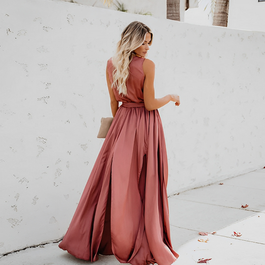 LD | Elegante maxi jurk met ceintuur voor speciale gelegenheden