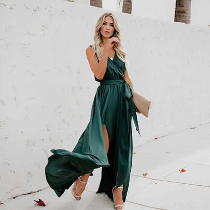 LD | Elegante maxi jurk met ceintuur voor speciale gelegenheden
