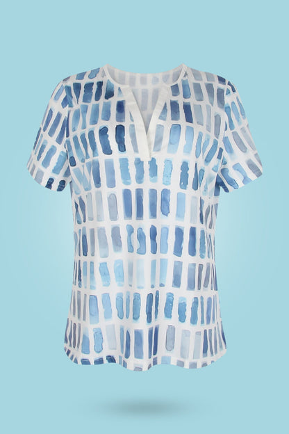 LD | Blauw patroon korte mouw
