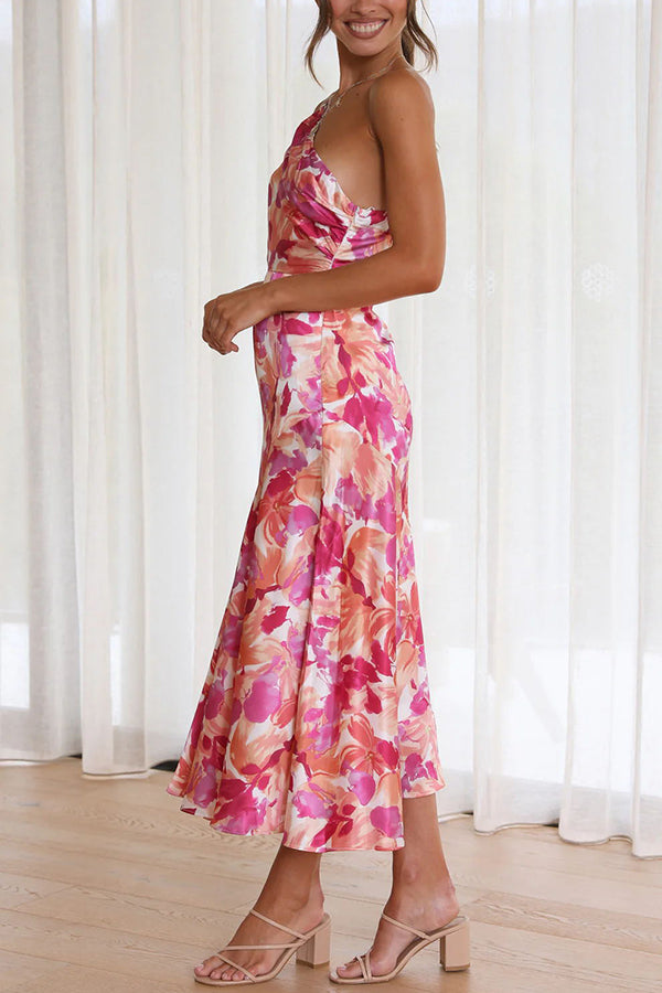LD | Buy Myself Bloemen Bloemrijke Één Schouder Midi Dress