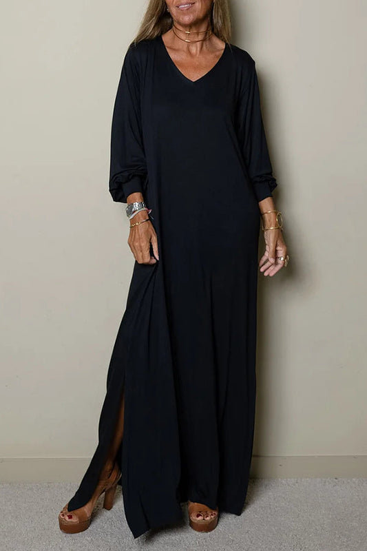 LD Dames Casual maxi jurk met V-halslijn