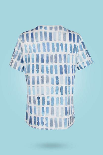 LD | Blauw patroon korte mouw