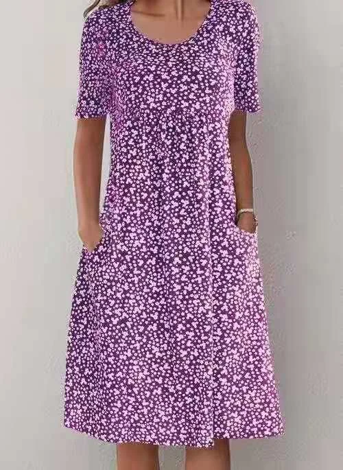 LD | Alexandra - Casual damesjurk met bloemen en U-halslijn