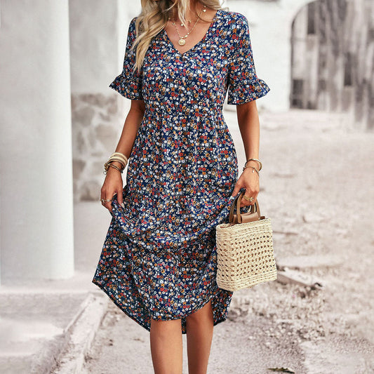 LD | Elegante midi-jurk met bloemen