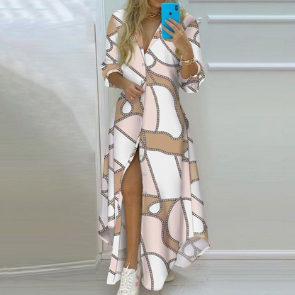 LD | elegante maxi-jurk met lange mouwen voor casual en formele gelegenheden