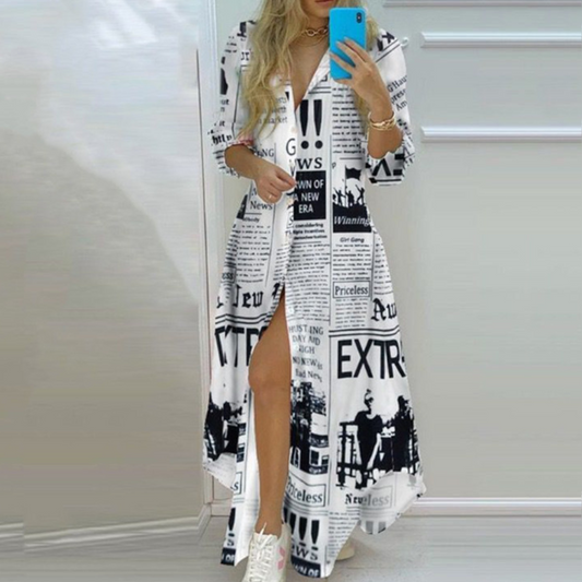 LD | elegante maxi-jurk met lange mouwen voor casual en formele gelegenheden