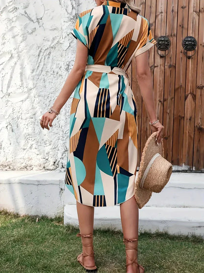 LD Casual midi-jurk met V-halslijn