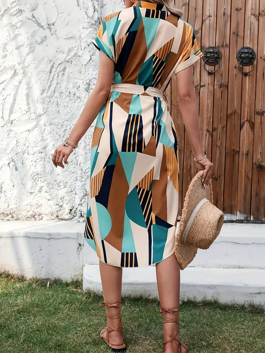 LD Casual midi-jurk met V-halslijn