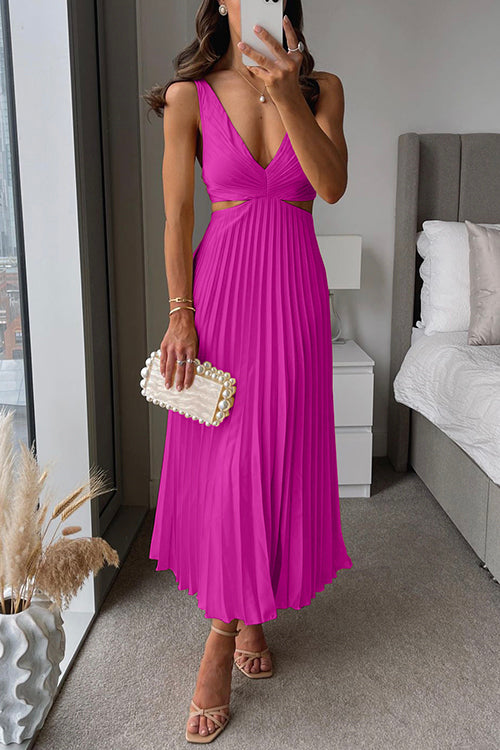 LD | V-hals geplooide maxi jurk