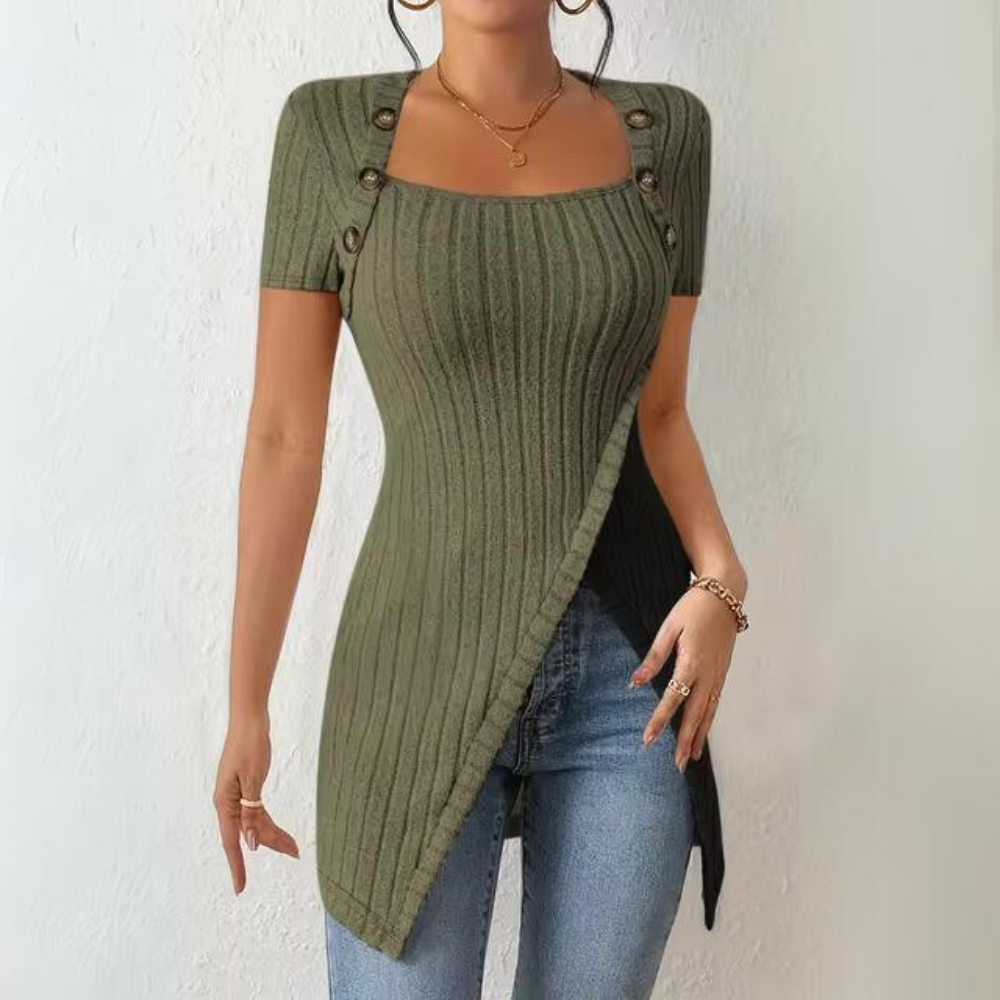 LD | Casual geribde top met korte mouwen