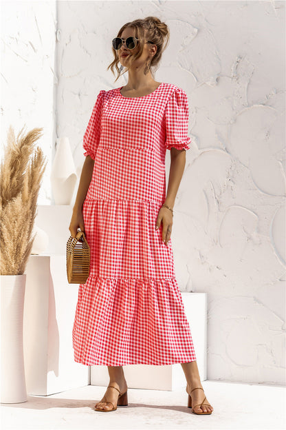 LD Gingham midi-jurk voor elke dag