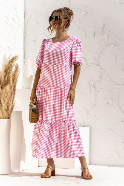 LD Gingham midi-jurk voor elke dag