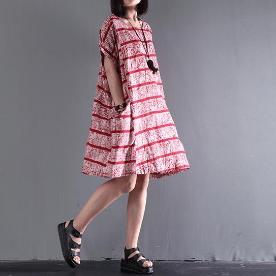 LD | Originele streep chiffon jurken korte mouw