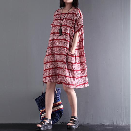 LD | Originele streep chiffon jurken korte mouw