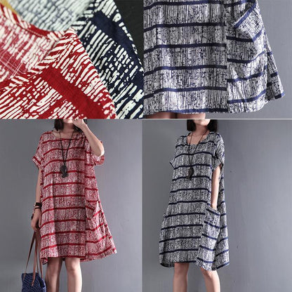 LD | Originele streep chiffon jurken korte mouw