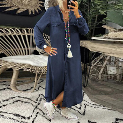 LD | Comfortabele denim overhemdjurk