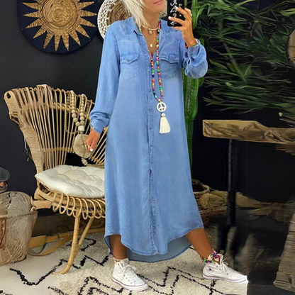LD | Comfortabele denim overhemdjurk