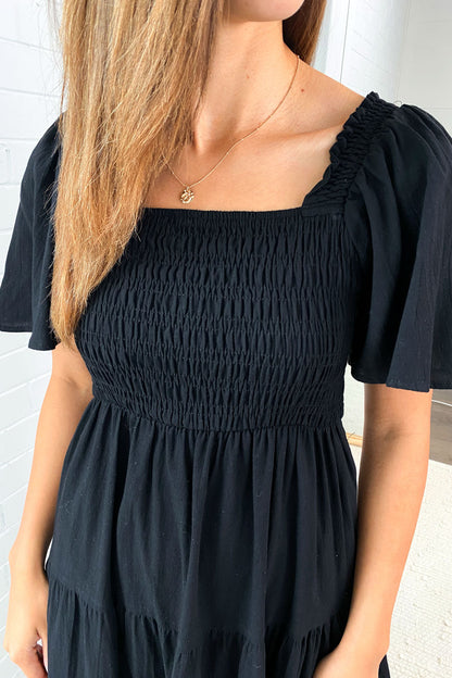 LD Vrouwelijke midi-jurk met off-shoulder schouders