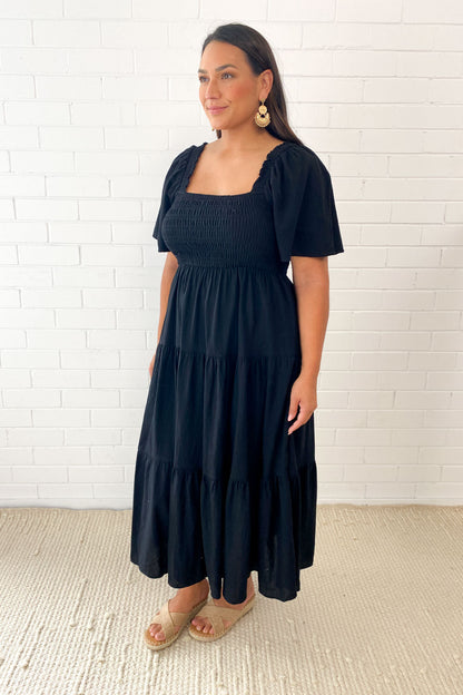 LD Vrouwelijke midi-jurk met off-shoulder schouders