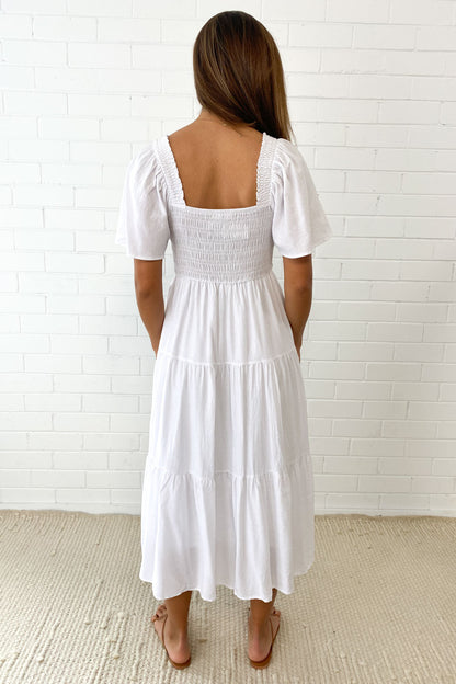 LD Vrouwelijke midi-jurk met off-shoulder schouders