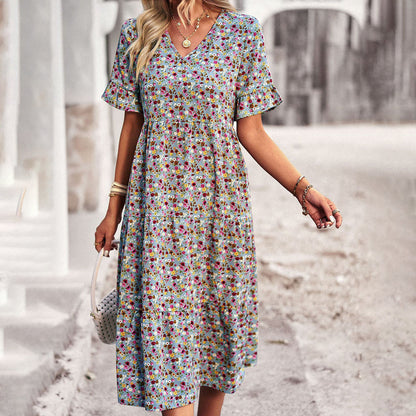 LD | Elegante midi-jurk met bloemen