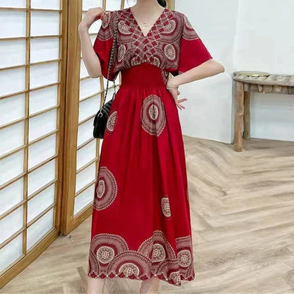 LD | Boho maxi jurk met bloemenprint en kimono mouwen