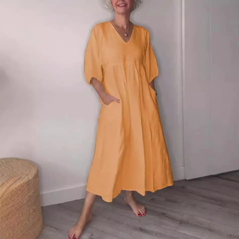 LD | Relaxed elegance V-hals maxi jurk