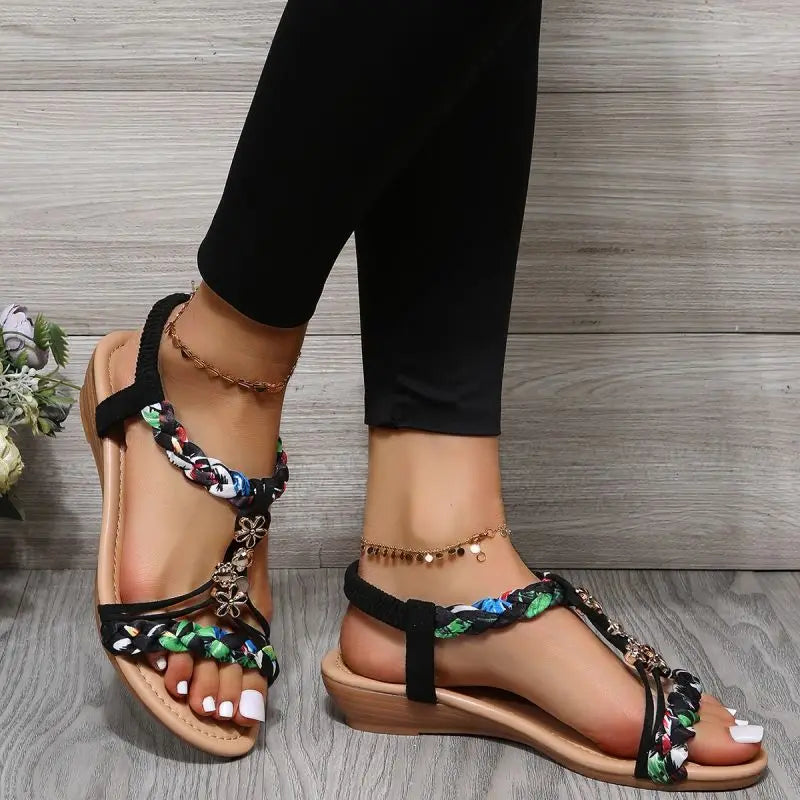 LD Gevlochten platte sandalen
