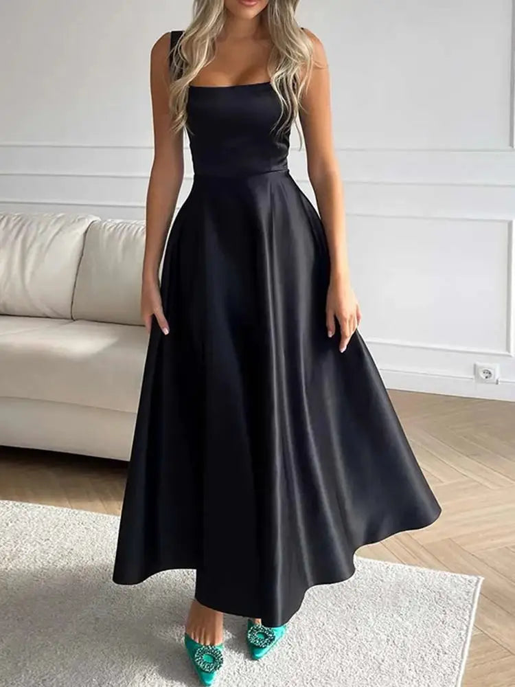 LD | Moderne mouwloze maxi jurk met hoge taille voor vrouwen