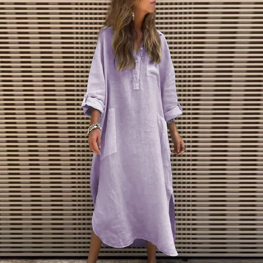 LD Casual maxi-jurk van katoenmix