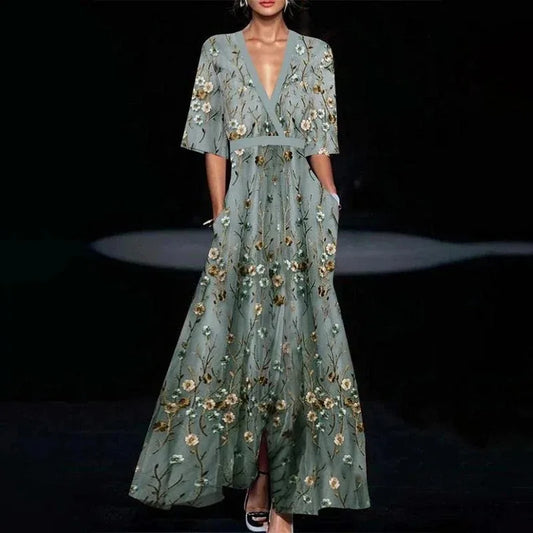 LD | Elegante maxi jurk met bloemenpatroon