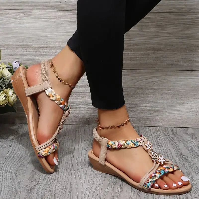 LD Gevlochten platte sandalen