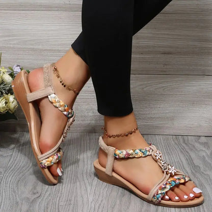 LD Gevlochten platte sandalen