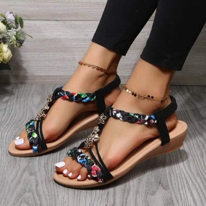 LD Gevlochten platte sandalen