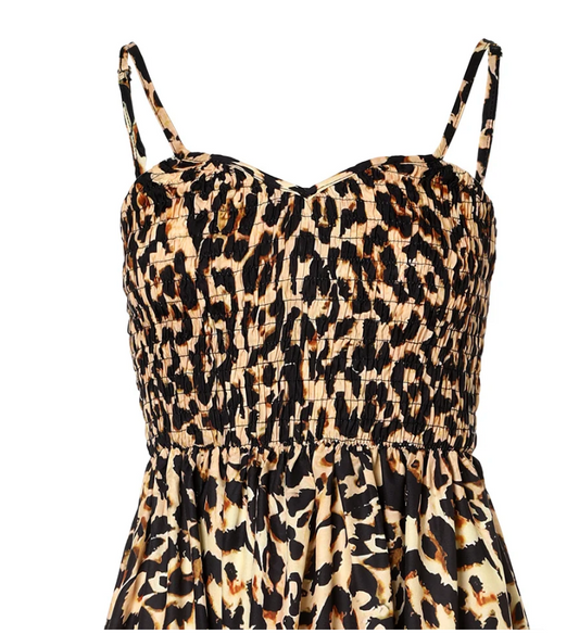 LD | Maxi-jurk met luipaardprint en spaghettibandjes