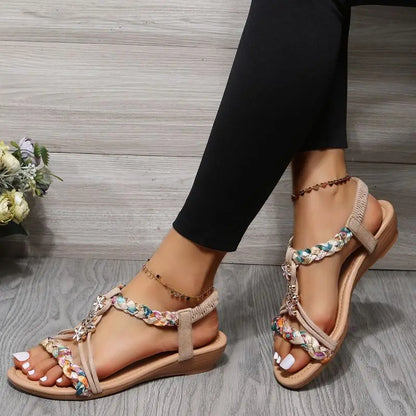 LD Gevlochten platte sandalen