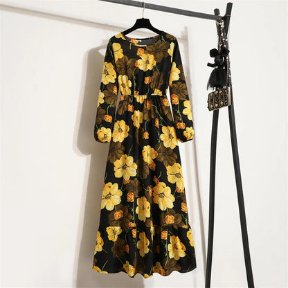 LD | lente zomer bohemian maxi jurk met bloemenprint