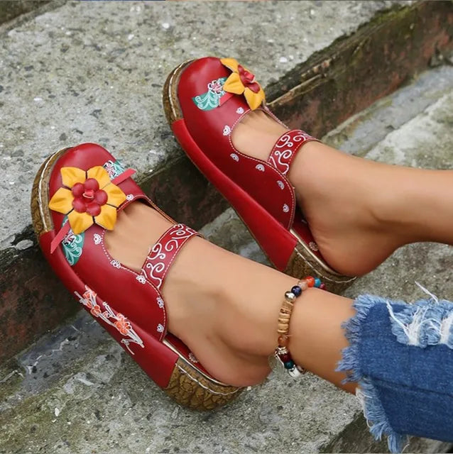 LD | Casual loafers met dikke zolen en bloemmotief