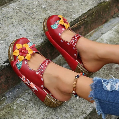 LD | Casual loafers met dikke zolen en bloemmotief