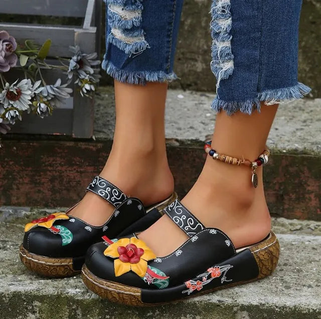 LD | Casual loafers met dikke zolen en bloemmotief