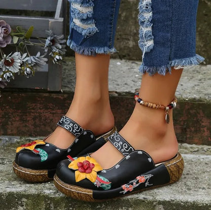 LD | Casual loafers met dikke zolen en bloemmotief