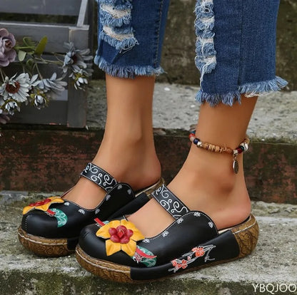 LD | Casual loafers met dikke zolen en bloemmotief