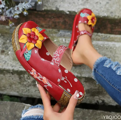 LD | Casual loafers met dikke zolen en bloemmotief