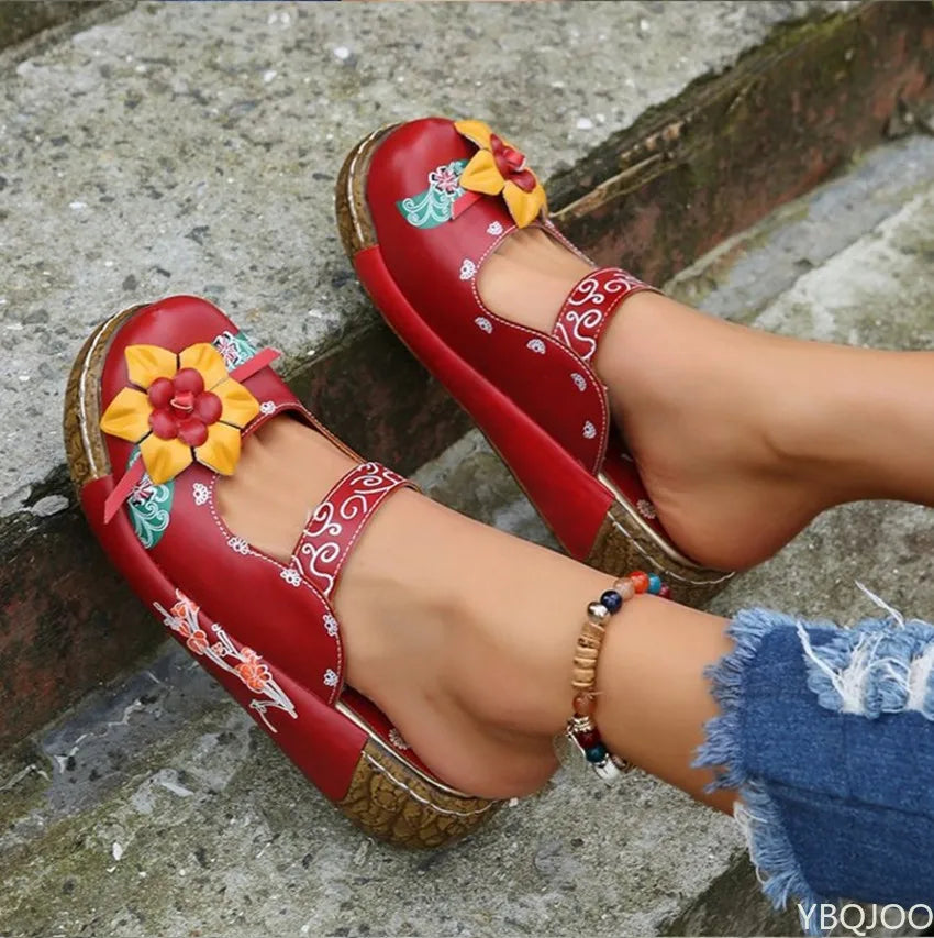 LD | Casual loafers met dikke zolen en bloemmotief