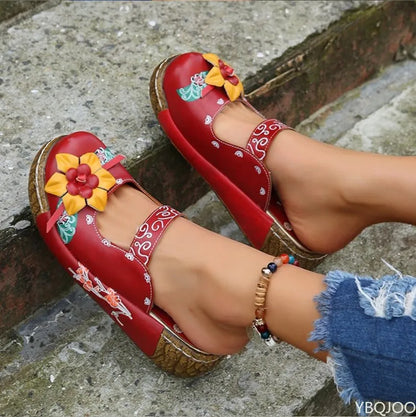 LD | Casual loafers met dikke zolen en bloemmotief