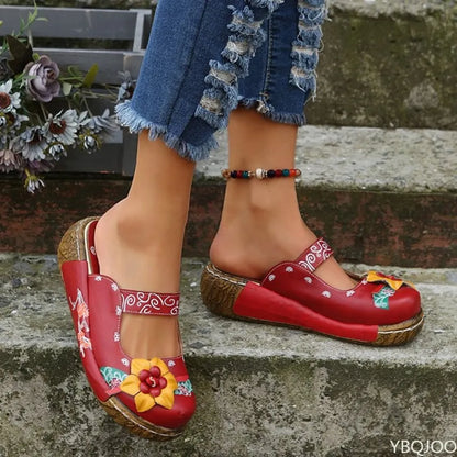 LD | Casual loafers met dikke zolen en bloemmotief