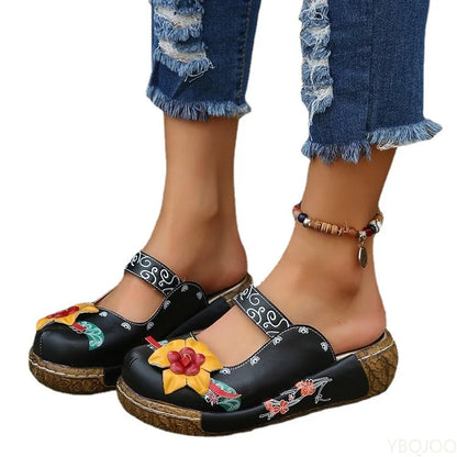 LD | Casual loafers met dikke zolen en bloemmotief
