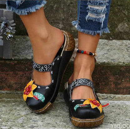 LD | Casual loafers met dikke zolen en bloemmotief